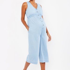 Chambray maternity jumpsuit EUC